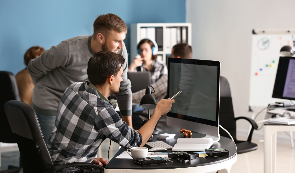 An IT team working on a business' network