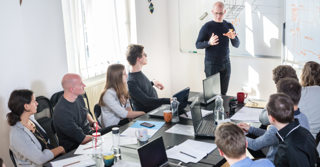 A team of professionals attending a meeting.