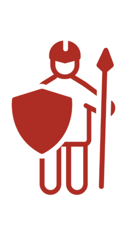 armored soldier with shield graphic